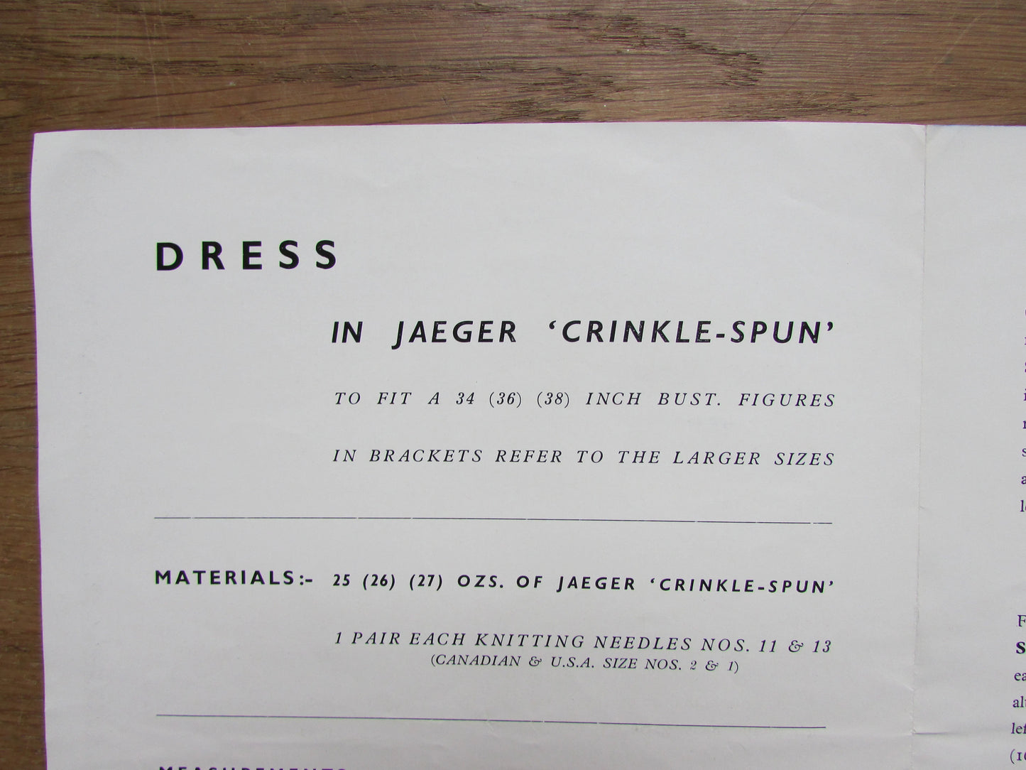 1960s Jaeger 3840 knitting pattern for dress in Jaeger 'Crinkle-spun'