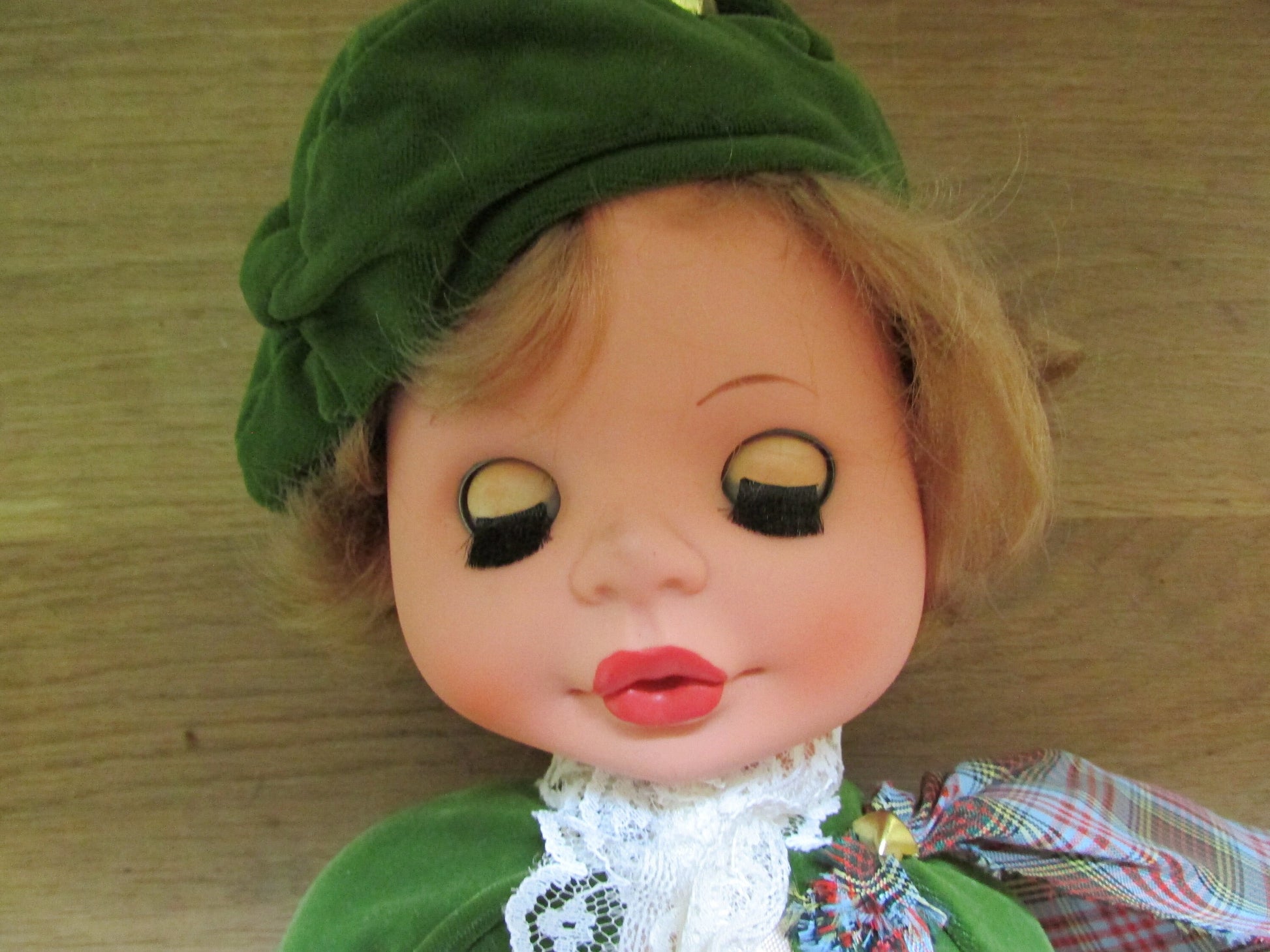 Vintage Bonnie the Plaid Lassie-style plastic doll
