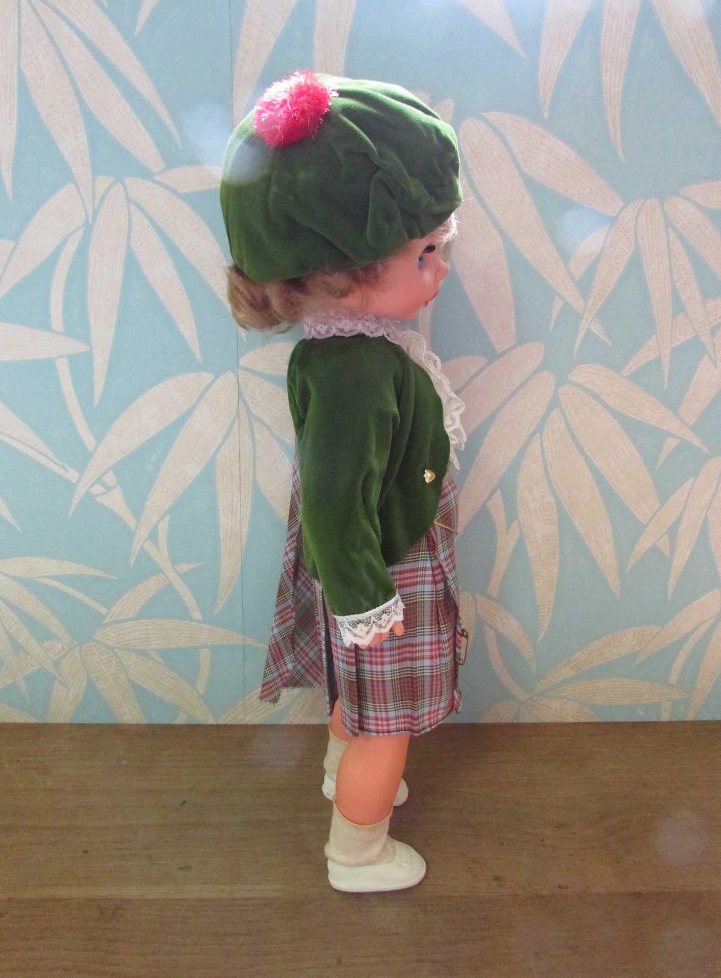 Vintage Bonnie the Plaid Lassie-style plastic doll