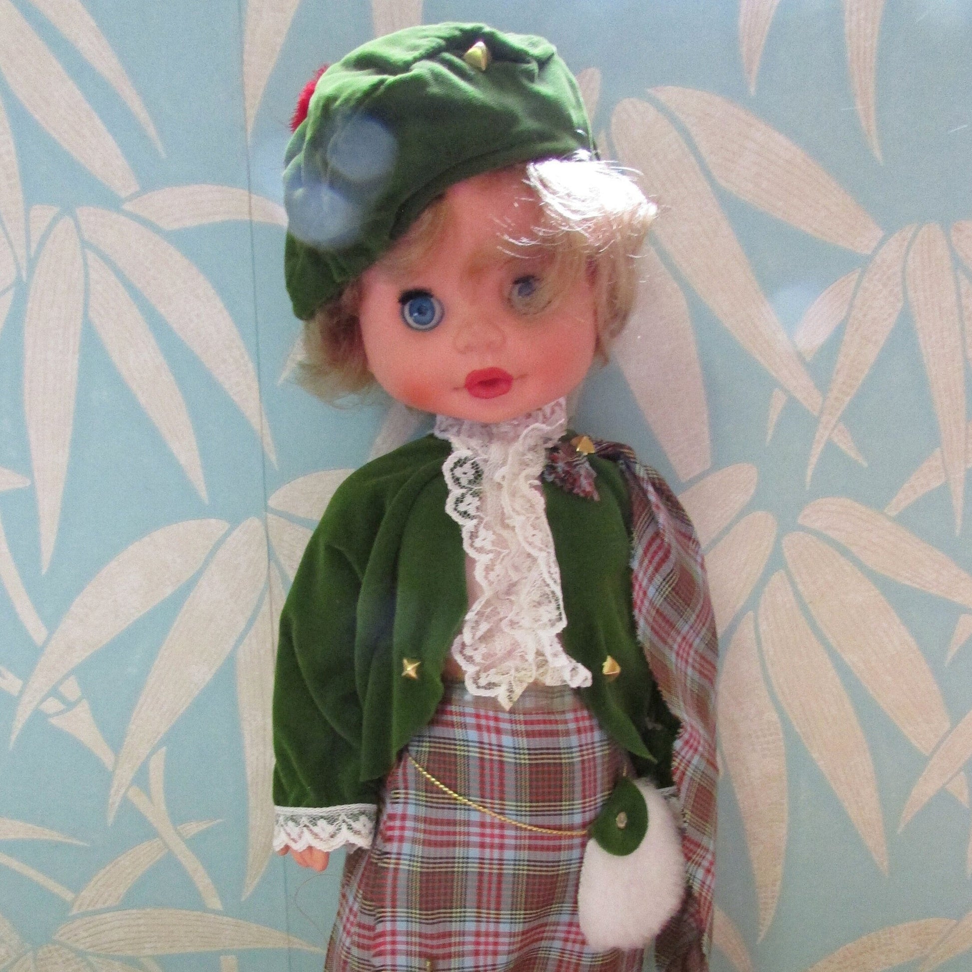Vintage Bonnie the Plaid Lassie-style plastic doll