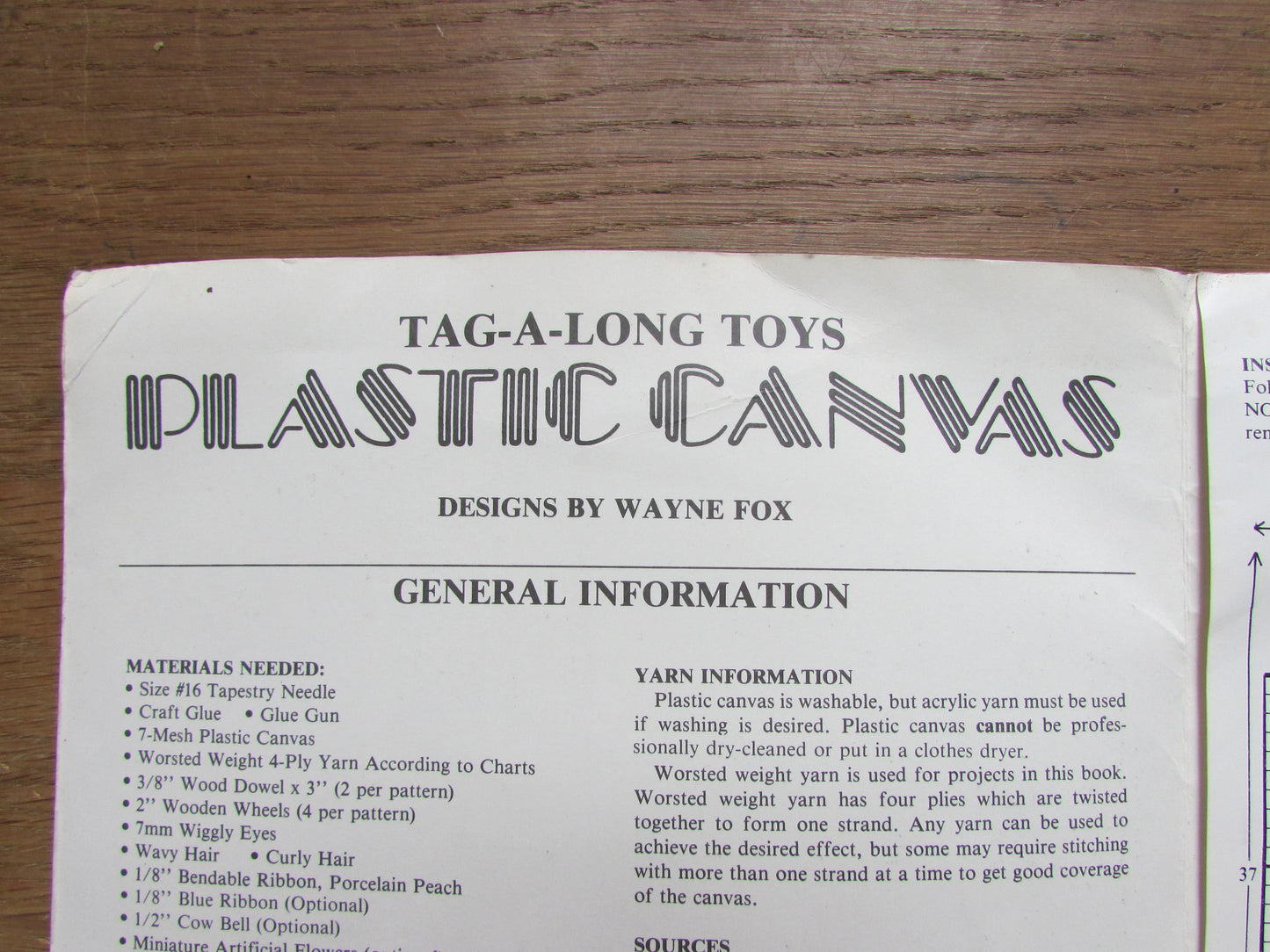 1992 Back Street Designs plastic canvas Tag-a-Long-Toys, designed by Wayne Fox