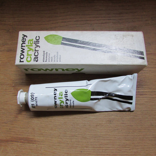 Vintage Rowney Cryla No.40 "White" acrylic paint in box, 115ml (used)