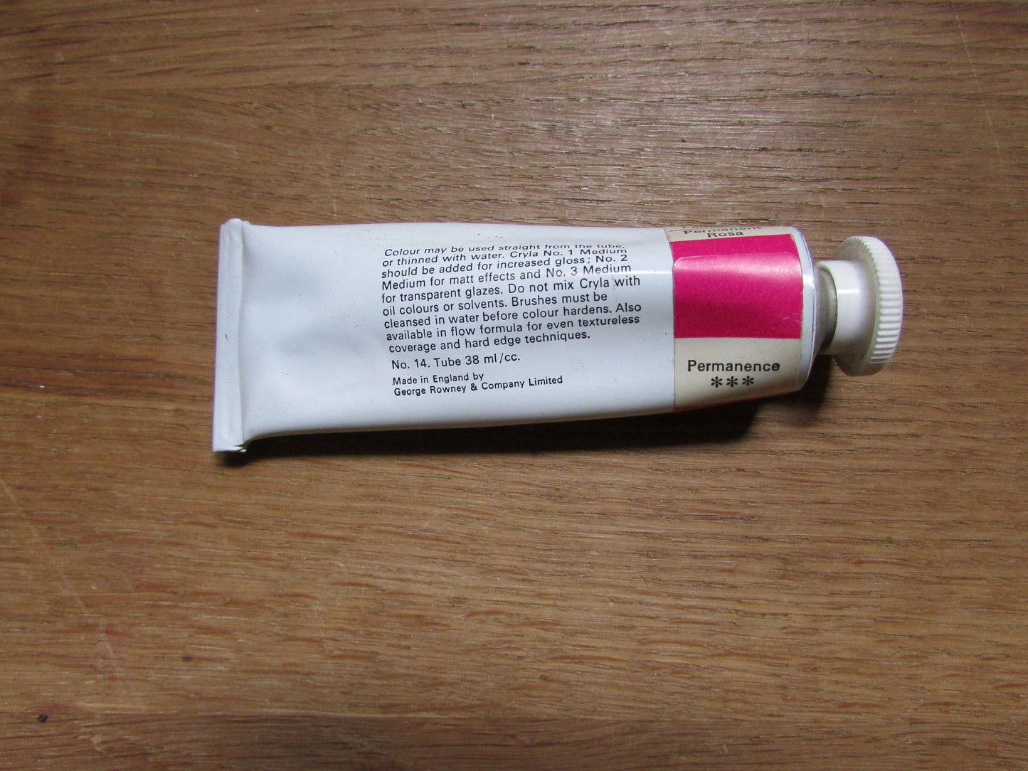 Three vintage Rowney Cryla acrylics (used) in Winsor Newton (Budget Oil Colour) box