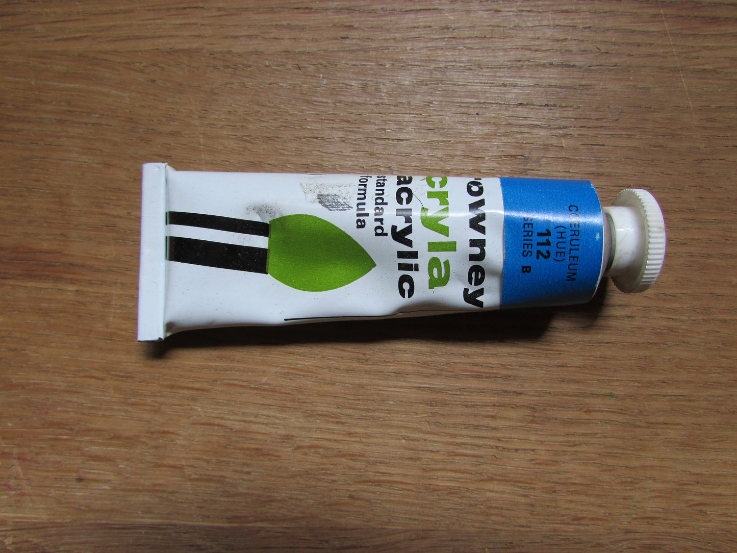 Three vintage Rowney Cryla acrylics (used) in Winsor Newton (Budget Oil Colour) box