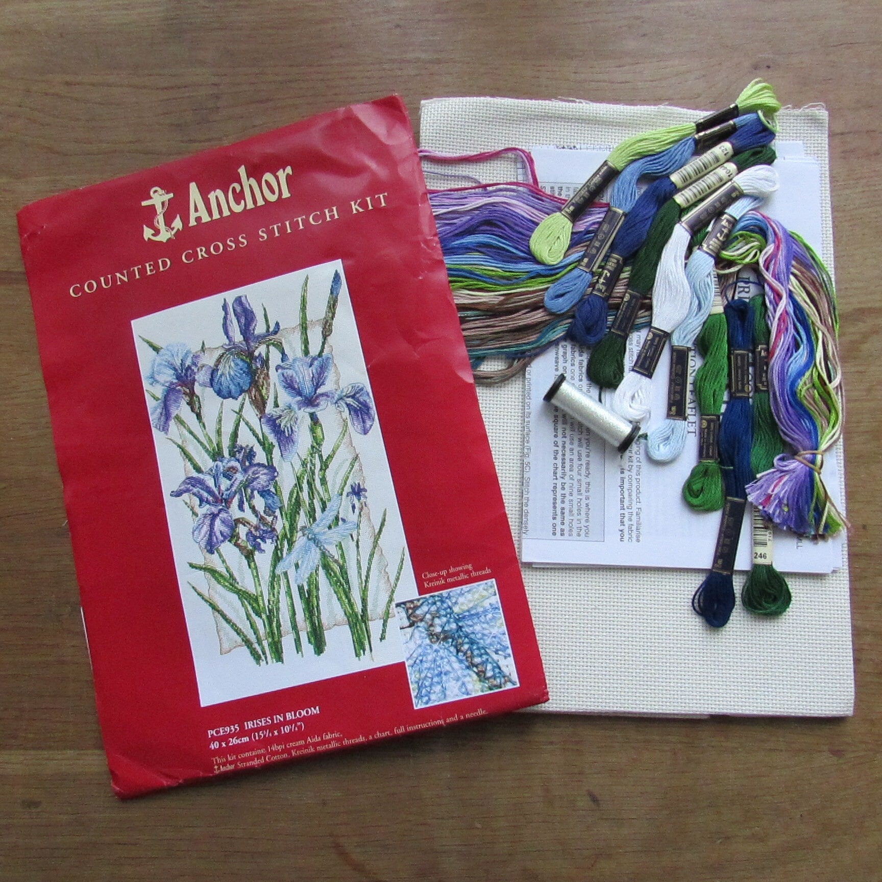 Vintage Anchor PCE9365 counted cross stitch kit "Irises in Bloom"