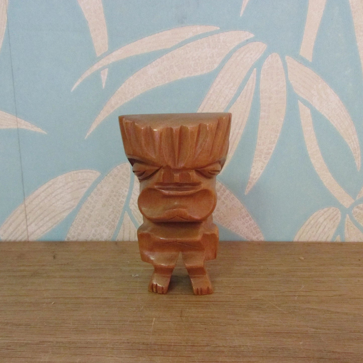 Vintage Waikiki Woods carved monkey pod tiki statuette