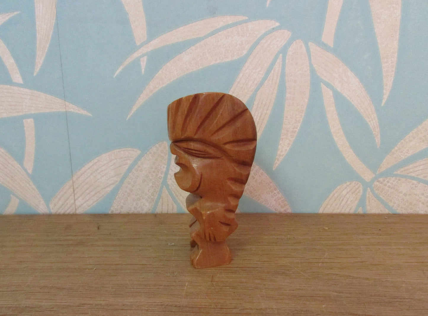 Vintage Waikiki Woods carved monkey pod tiki statuette