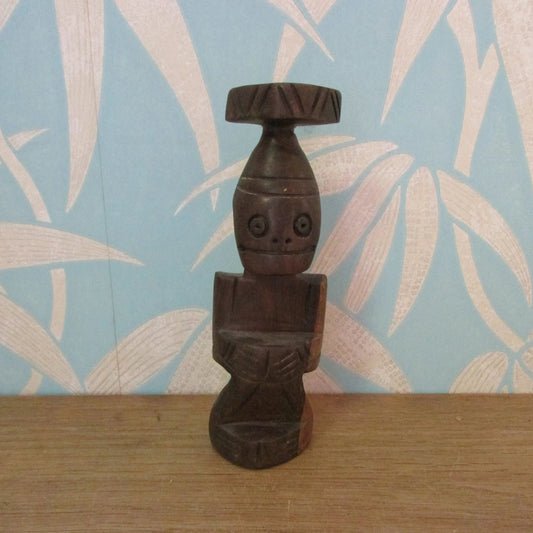 Vintage carved wooden Zemi Cohoba statuette