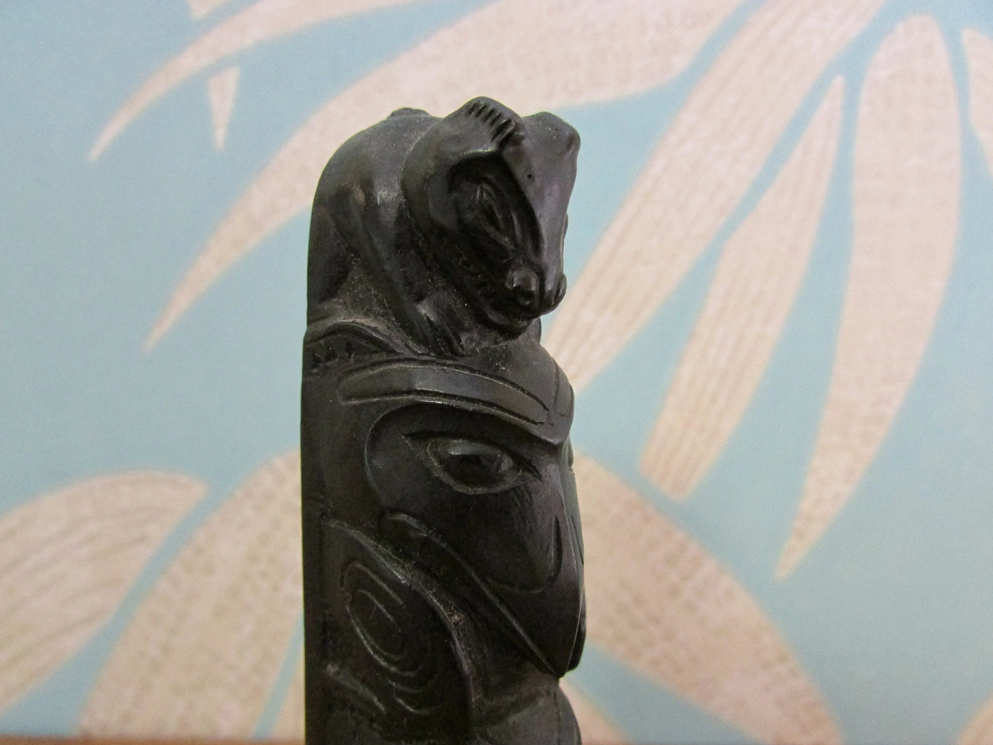 Vintage BOMA Canada carved resin totem pole ornament