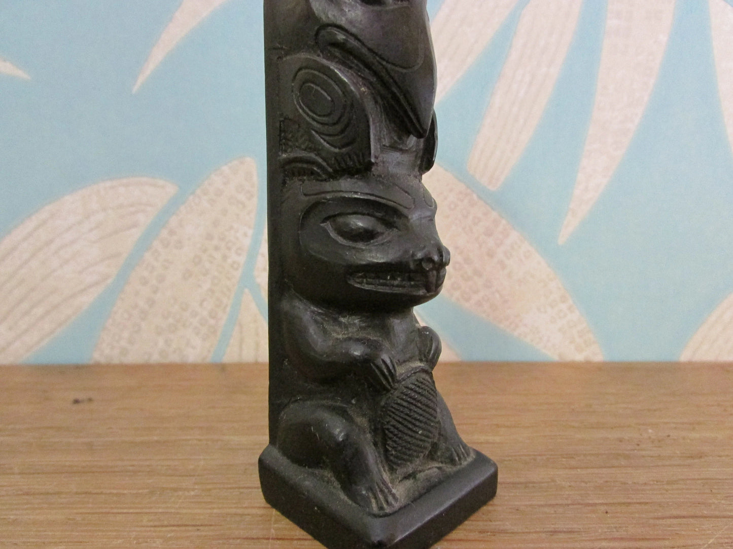 Vintage BOMA Canada carved resin totem pole ornament