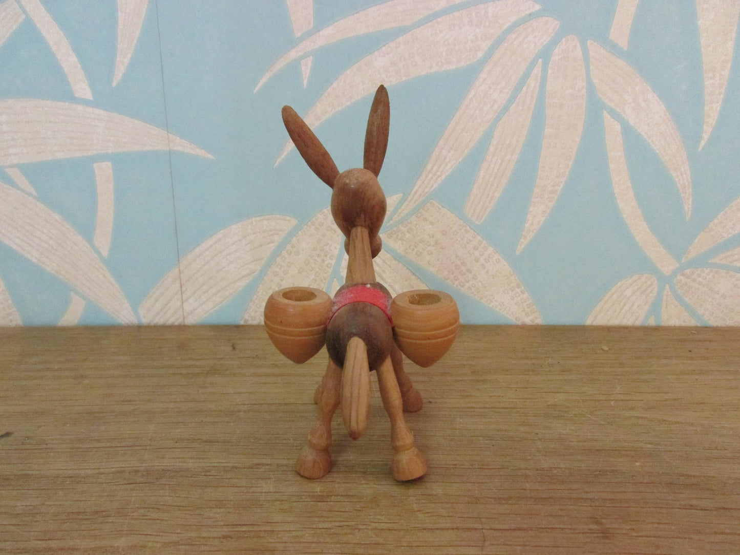1960s wooden donkey figurine with panniers
