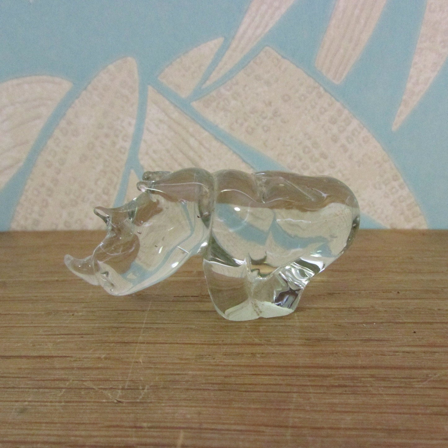 Vintage miniature glass rhinoceros ornament