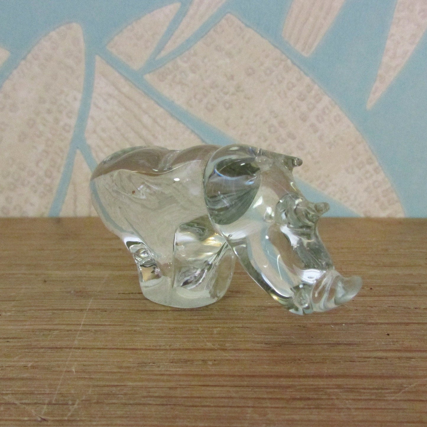Vintage miniature glass rhinoceros ornament