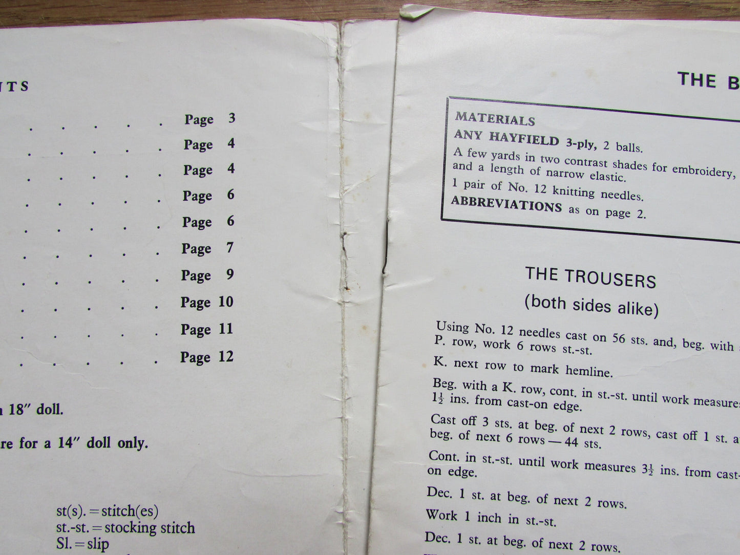 Vintage Hayfield H/15 doll's clothes knitting pattern booklet