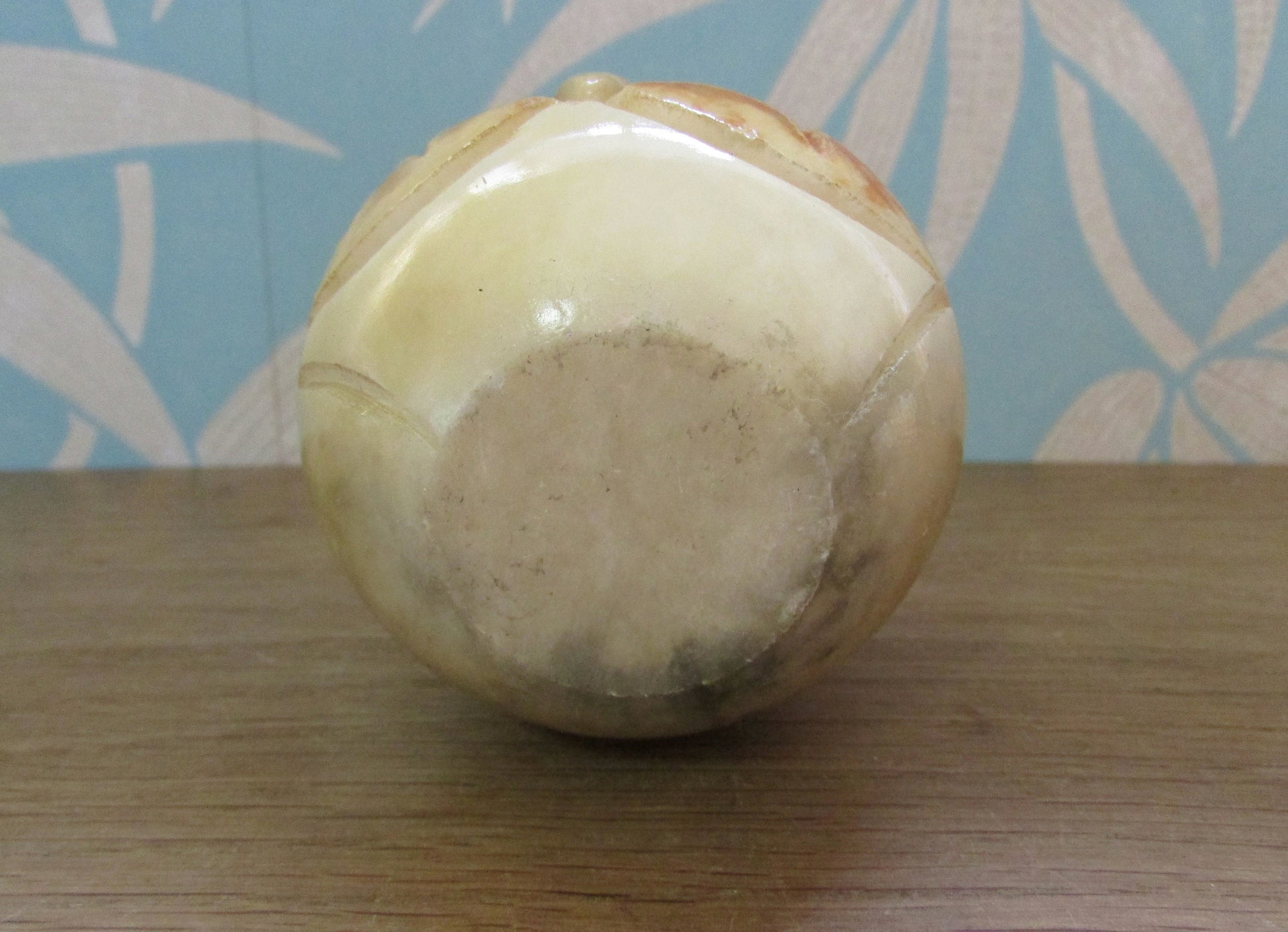 1970s alabaster carved owl head paperweight