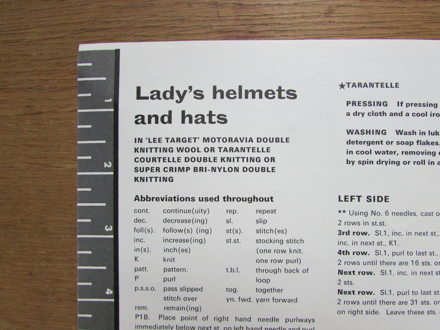1966 Lee Target 6666 knitting pattern for lady's helmet & hats