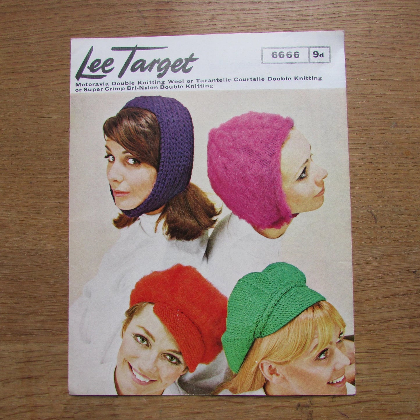 1966 Lee Target 6666 knitting pattern for lady's helmet & hats
