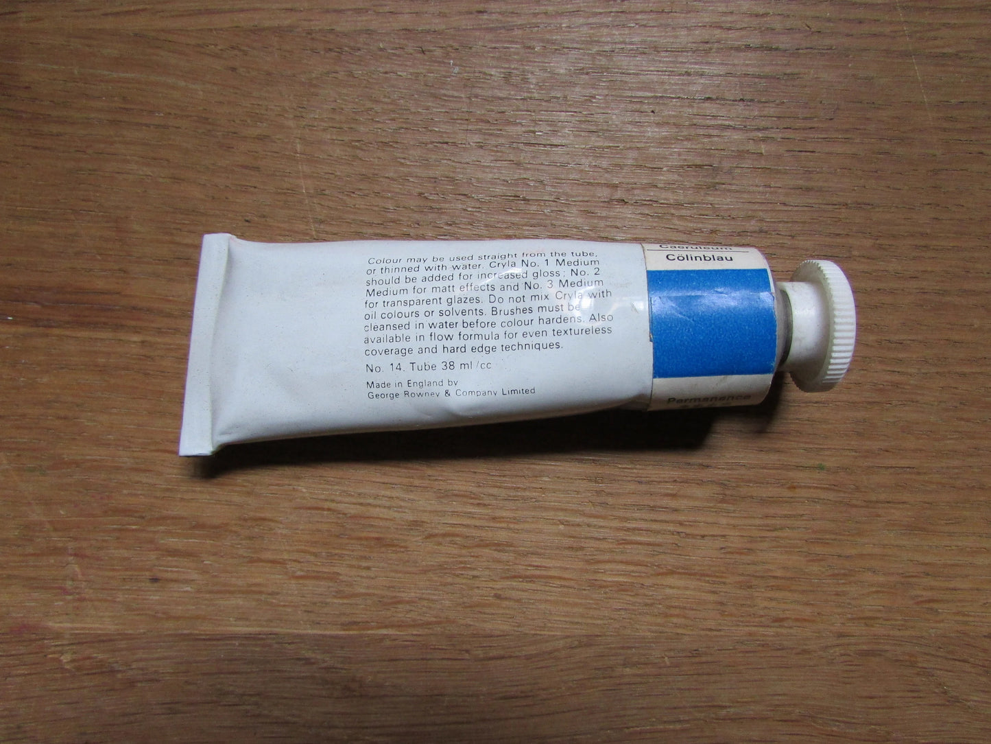 Three vintage Rowney Cryla acrylics (used) in Winsor Newton (Budget Oil Colour) box