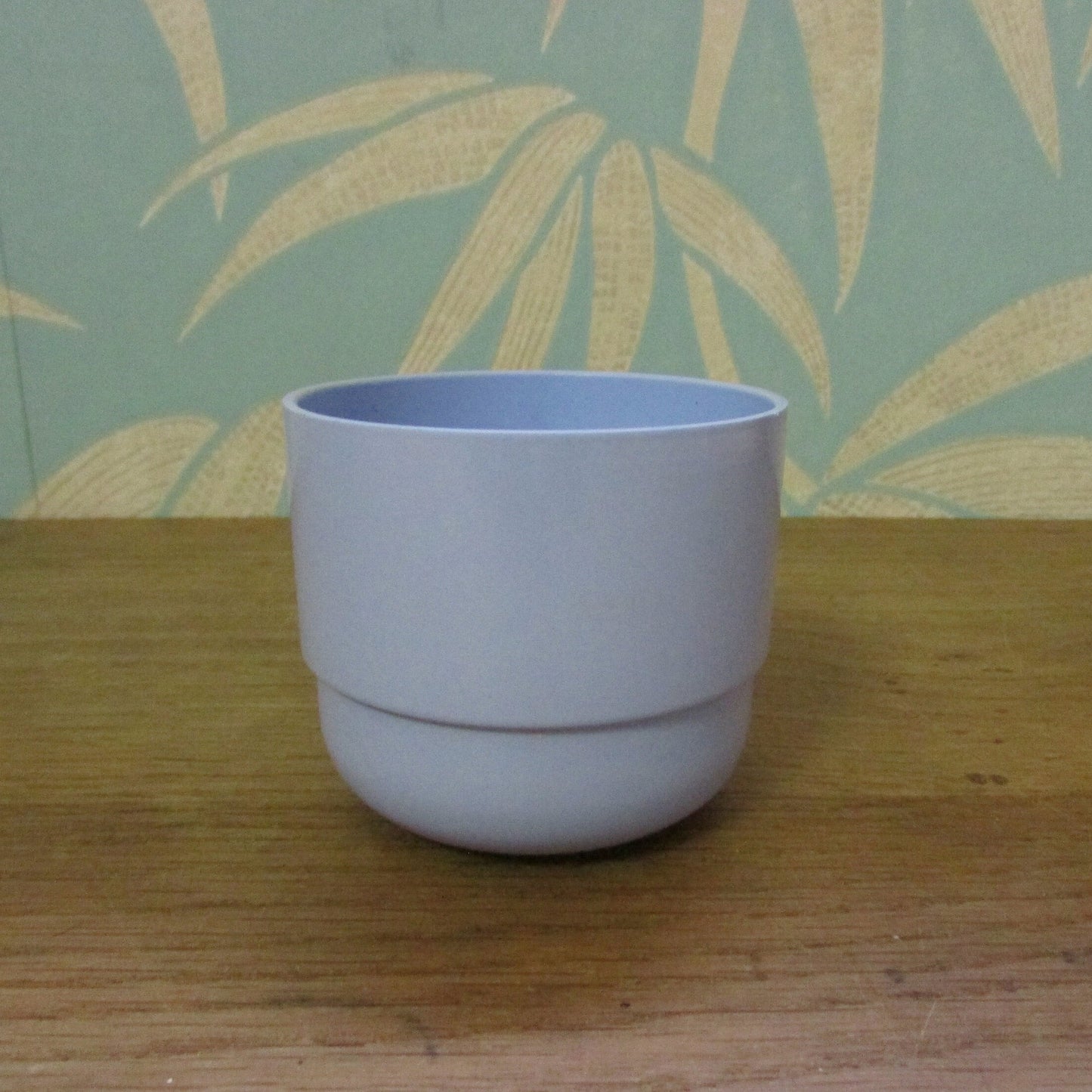 Set of four 1960s pale blue plastic stacking picnic mugs