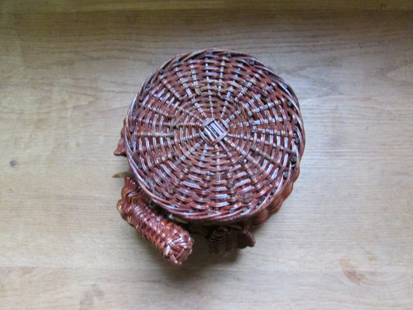1970s wicker elephant with tusks planter/basket