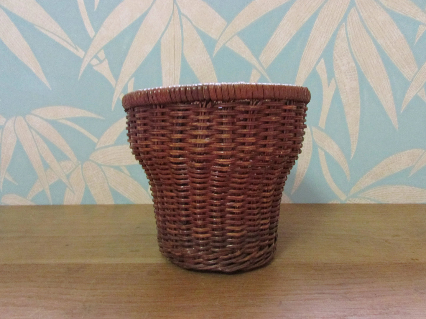 1970s wicker elephant with tusks planter/basket