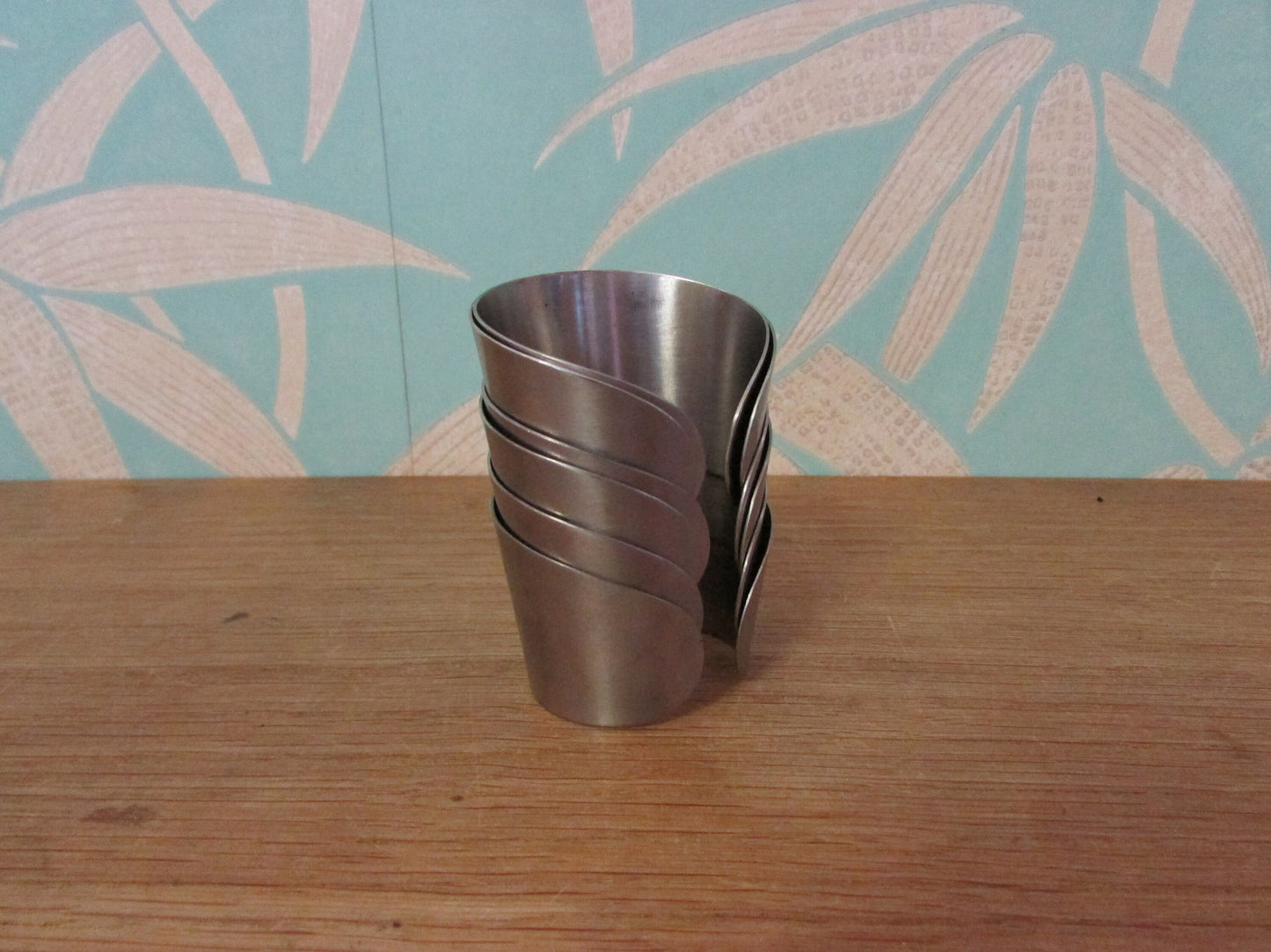 Set of 6 1970s stainless steel cuff napkin rings