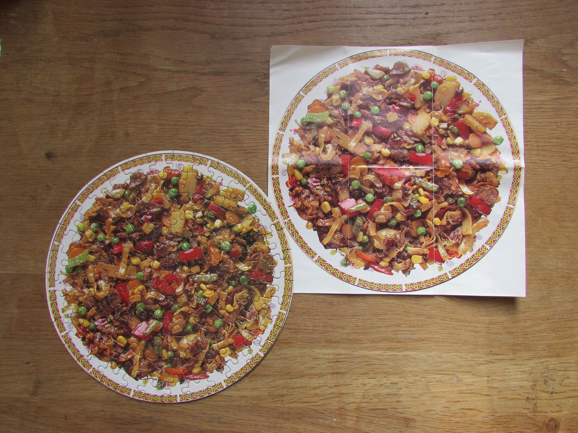 Rare 1980s Fine Art Developments Ltd mini cartoon jigsaw puzzles: Fish & Chips, and Chinese Takeaway