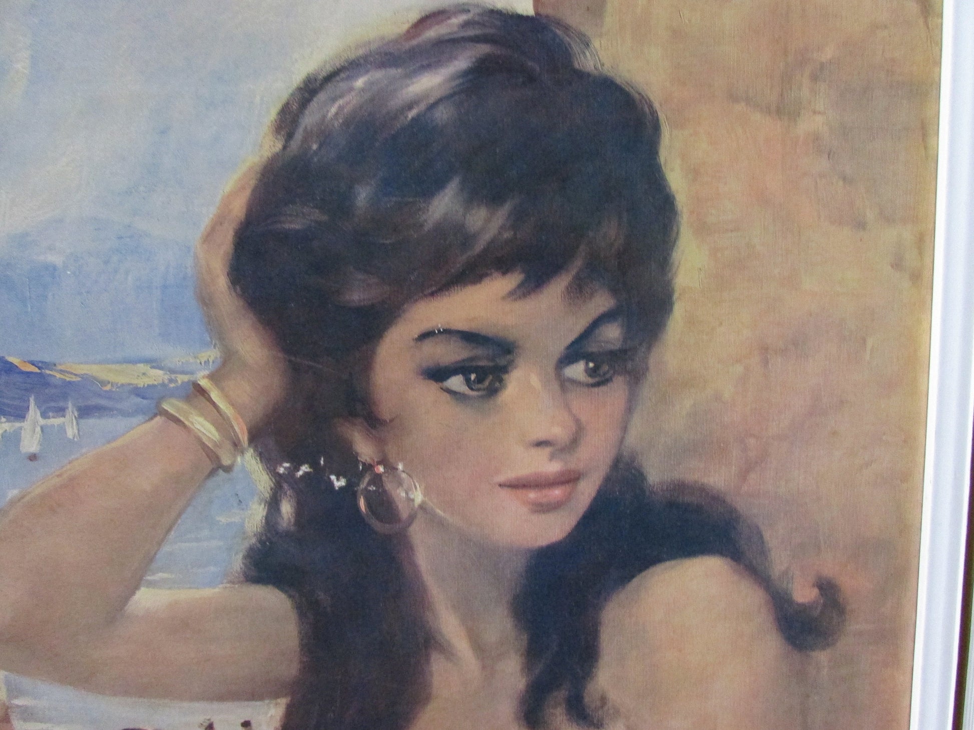 circa. 1970s Spanish senorita framed print, signed