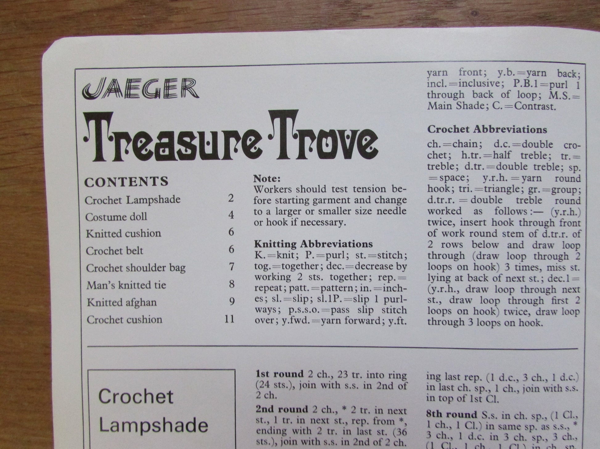 1970s Jaeger Treasure Trove 103 needlework pattern booklet