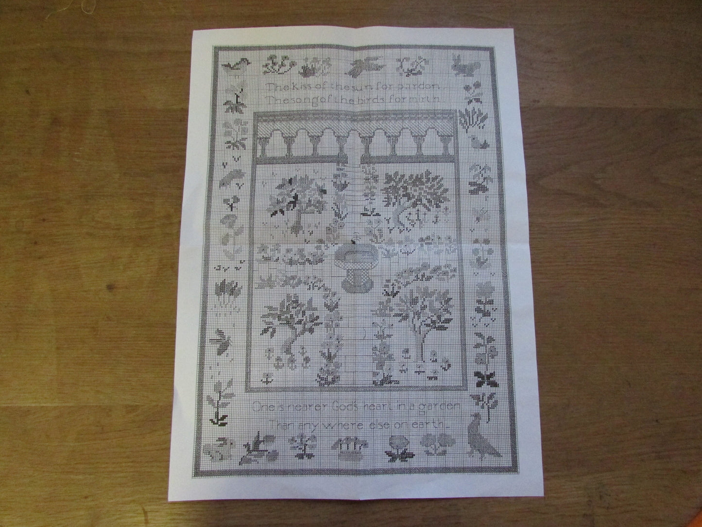 1998 Erica Wilson The Metropolitan Museum of Art cross stitch kit "Cuxa Cloister Sampler" (pattern & some wool only)
