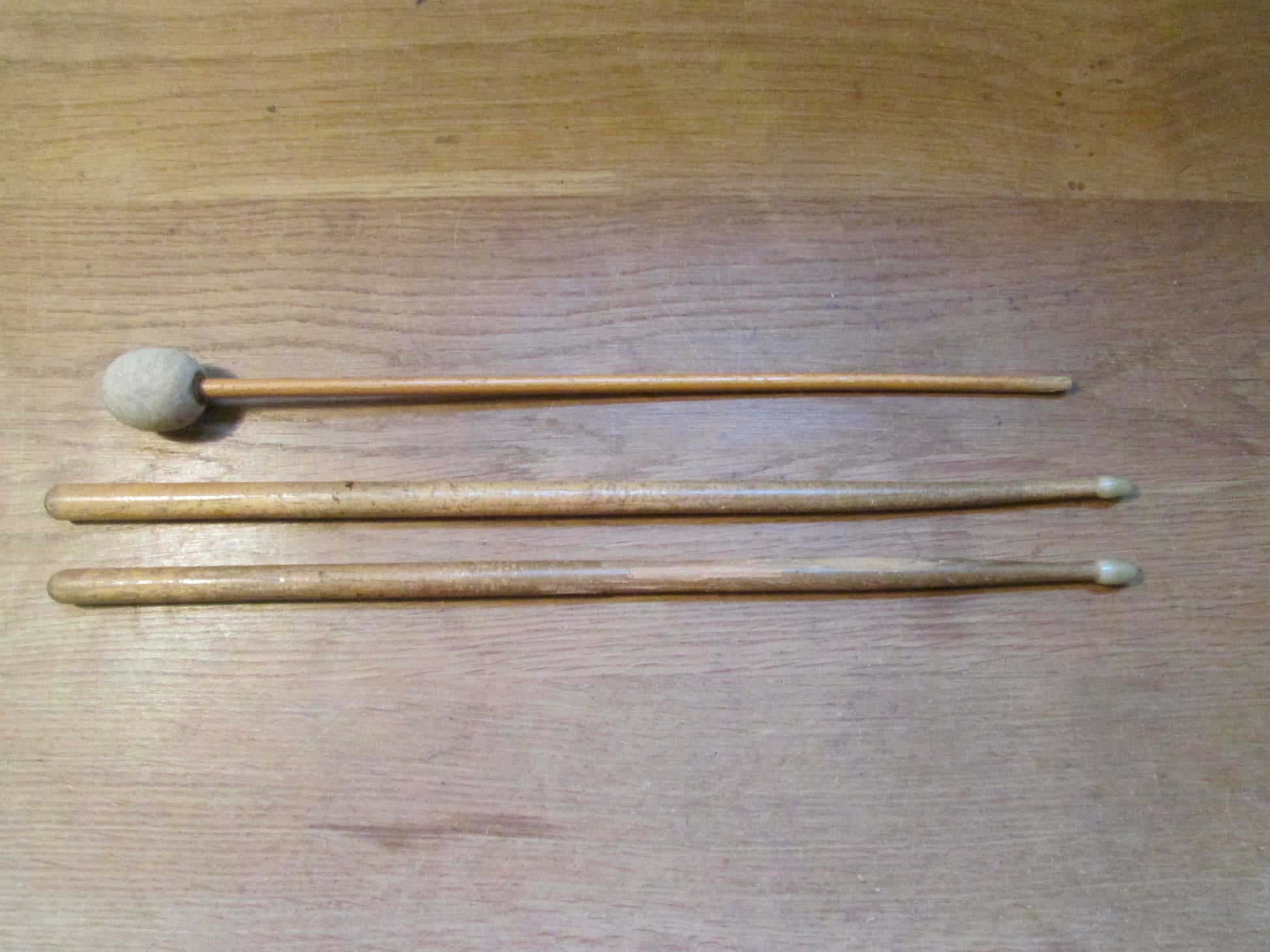 Rustic vintage New Era mallet, & (unbranded) drum stick selection