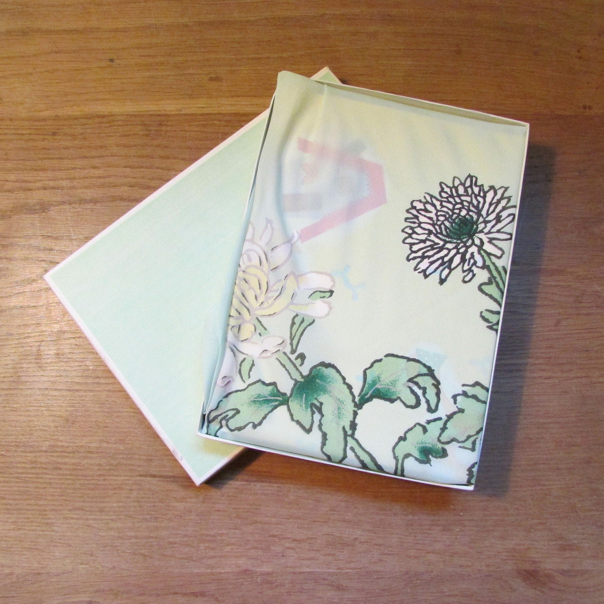 Vintage Chiyoda Life Insurance Company, Japan chrysanthemum patterned ladies scarf or furoshiki