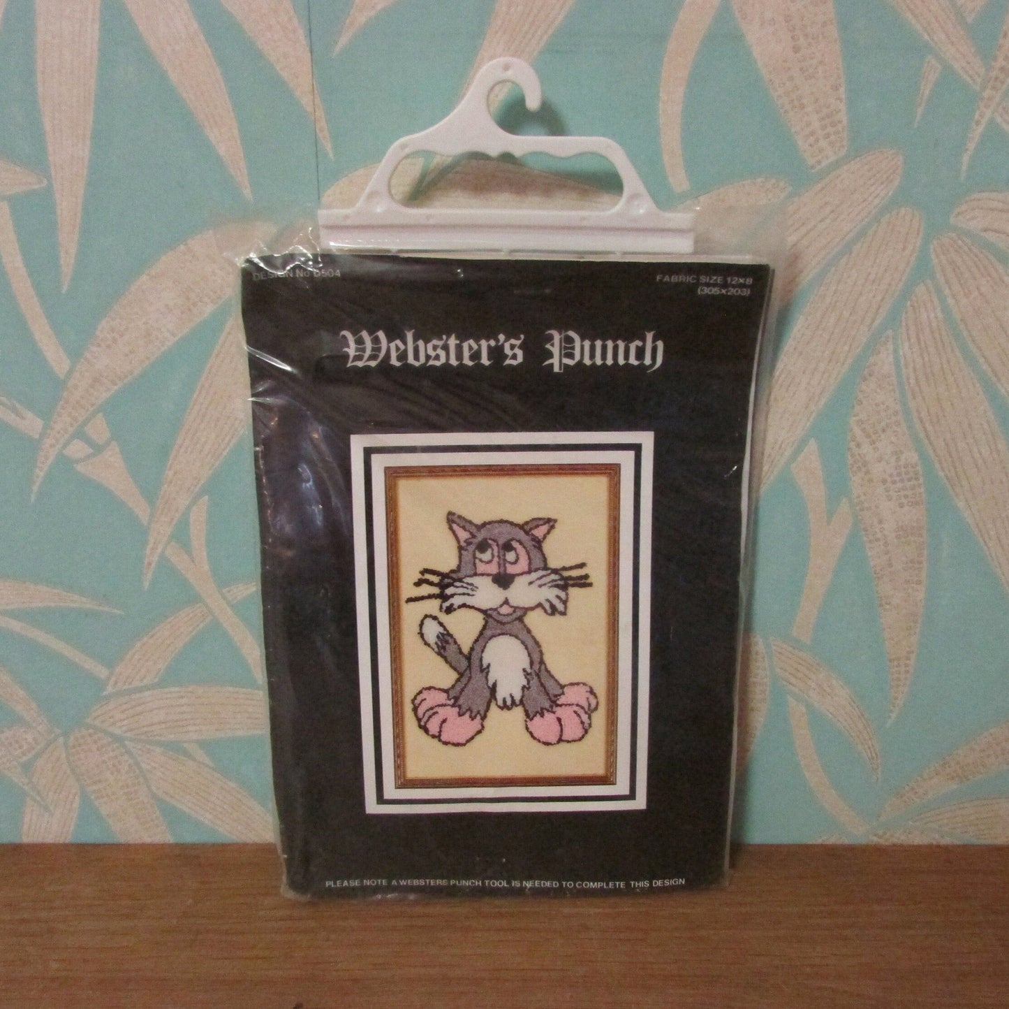Vintage Websters Punch No.D504 needlecraft kit of cartoon cat