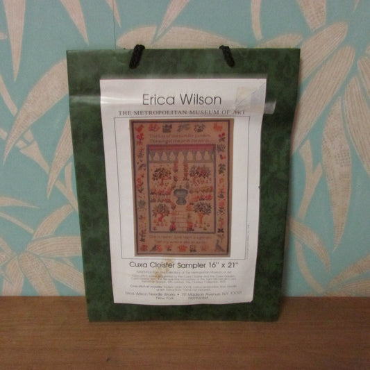 1998 Erica Wilson The Metropolitan Museum of Art cross stitch kit "Cuxa Cloister Sampler" (pattern & some wool only)