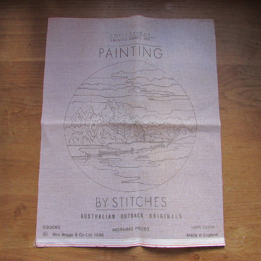 1988 Collections Creative Painting by Stitches CS9080 needle art kit, Australian Outback originals "Morning Frost" (canvas only)
