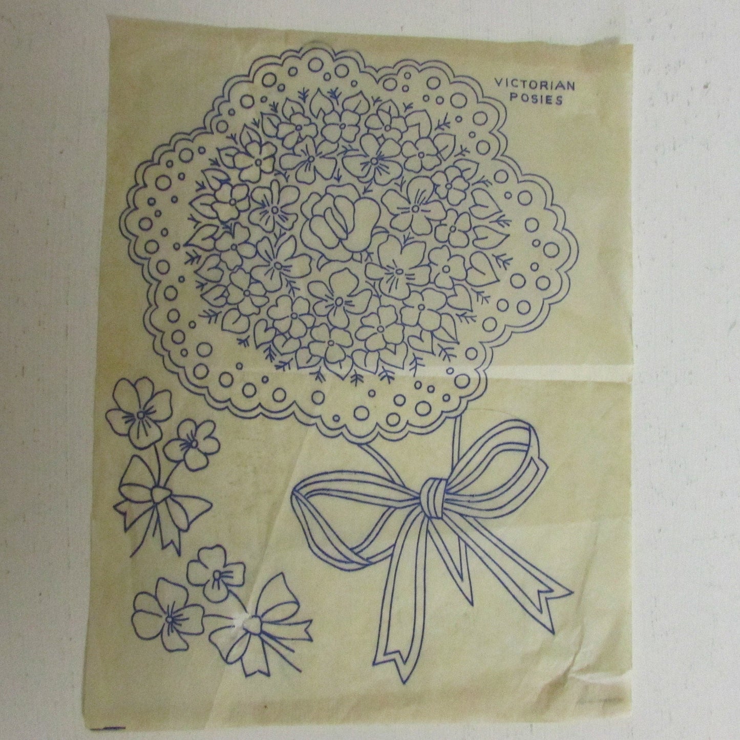 Unused vintage Victorian Posies embroidery transfer