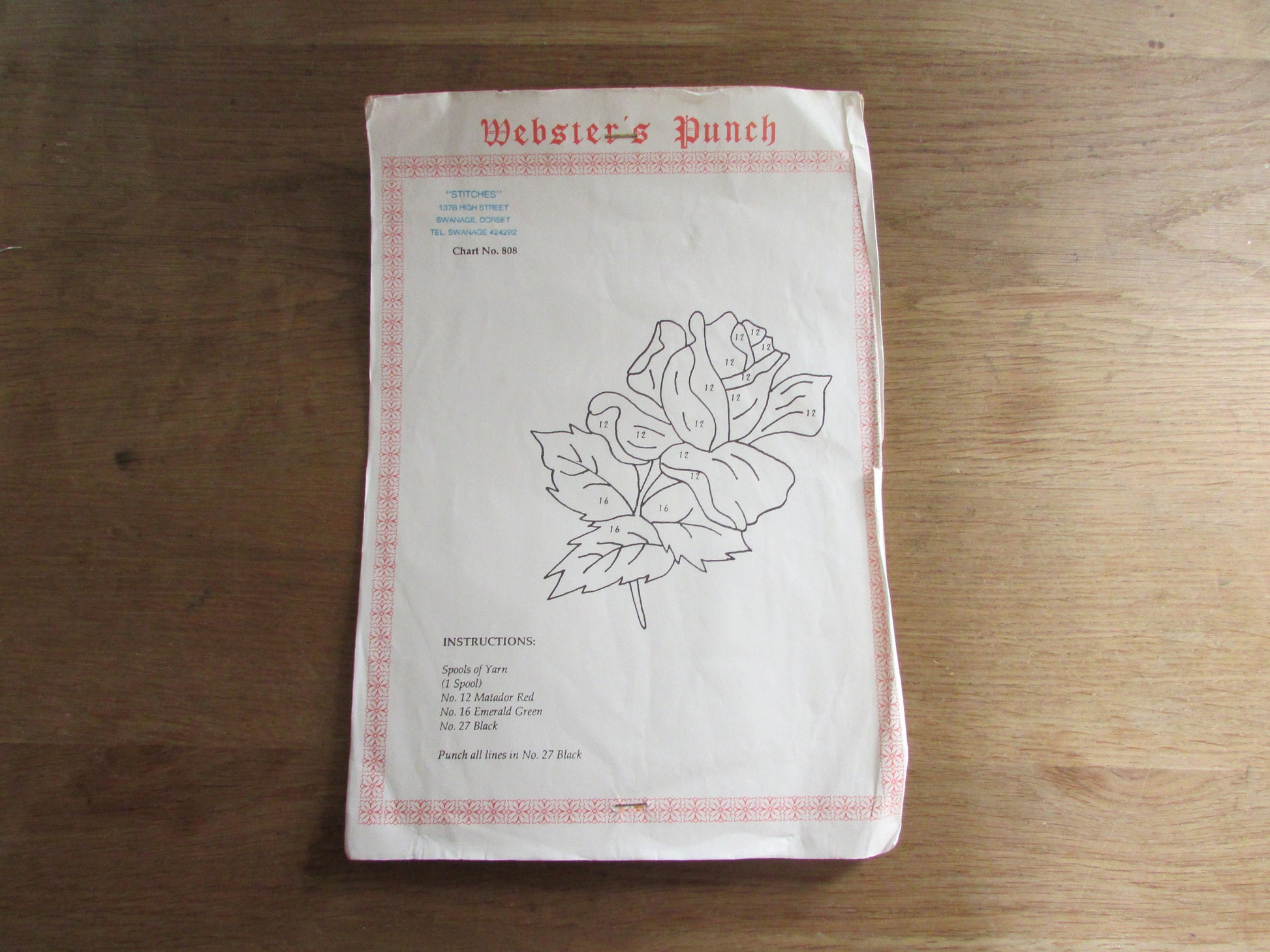 1983 Webster's Punch no.808 needle embroidery kit