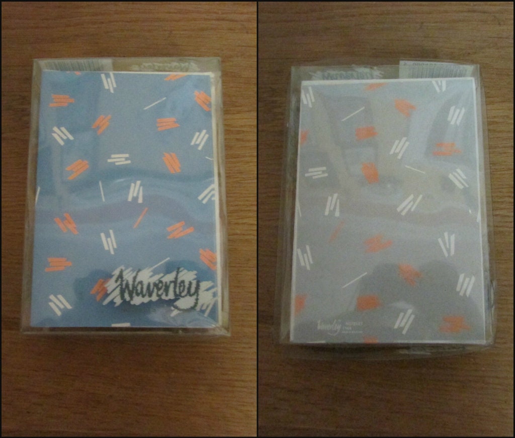 Matching 1980s Waverley notelet, & notecard sets
