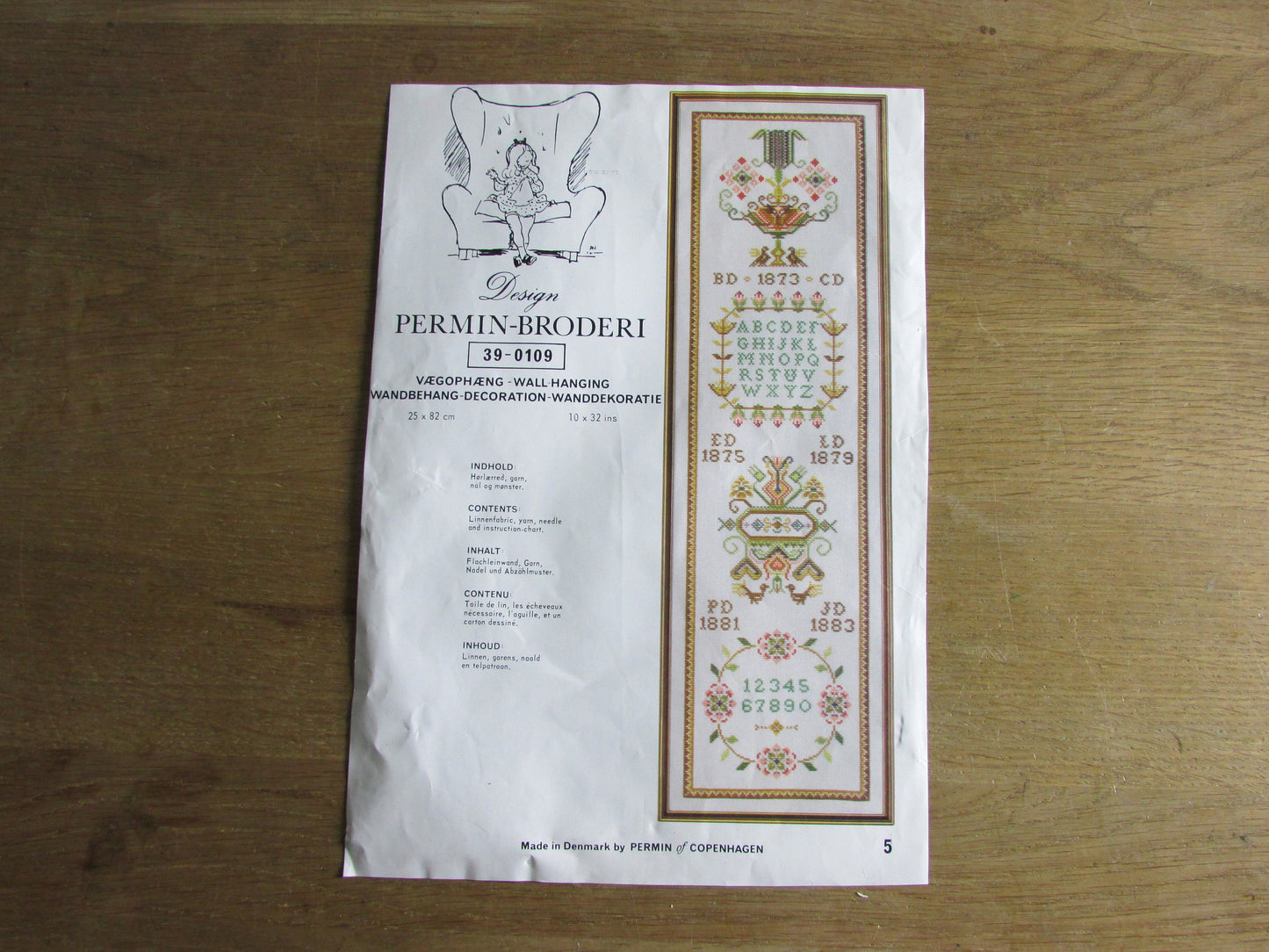 Vintage Permin-Broderi Danish Art 39-0109 wall hanging crosstitch/needlework kit