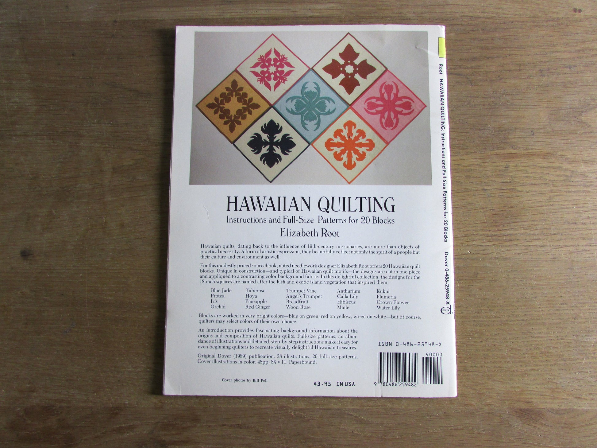 Hawaiian Quilting: instructions & full-size patterns for 20 blocks, by Elizabeth Root (Softback, 1988)