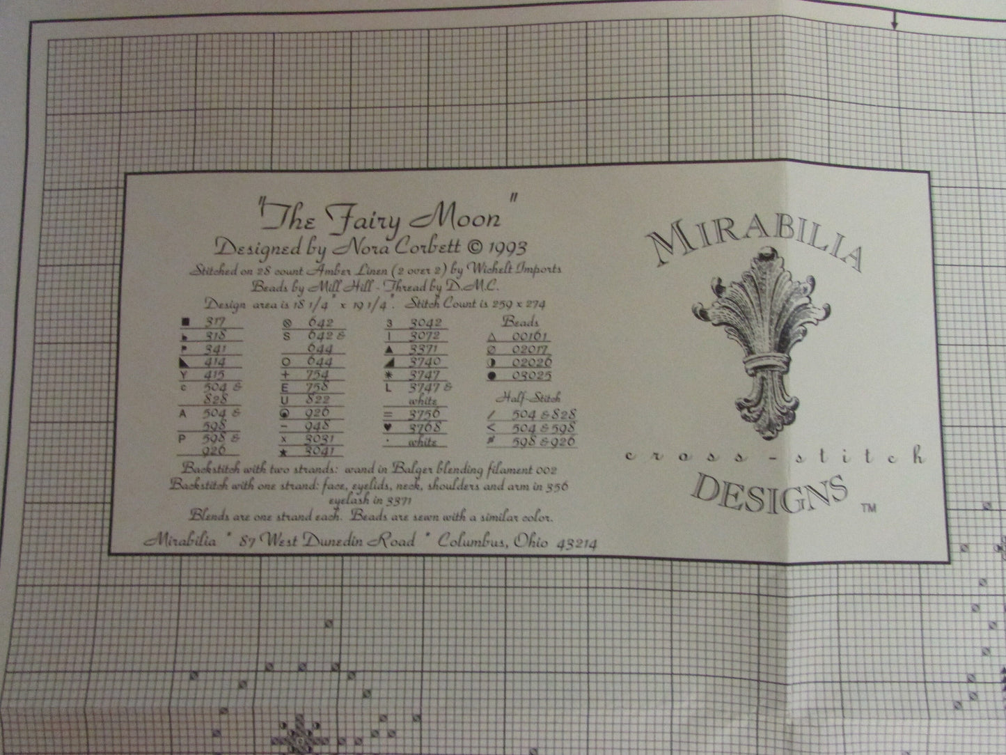 1993 Mirabilia "The Fairy Moon", designed by Nora Corbett, cross stitch chart