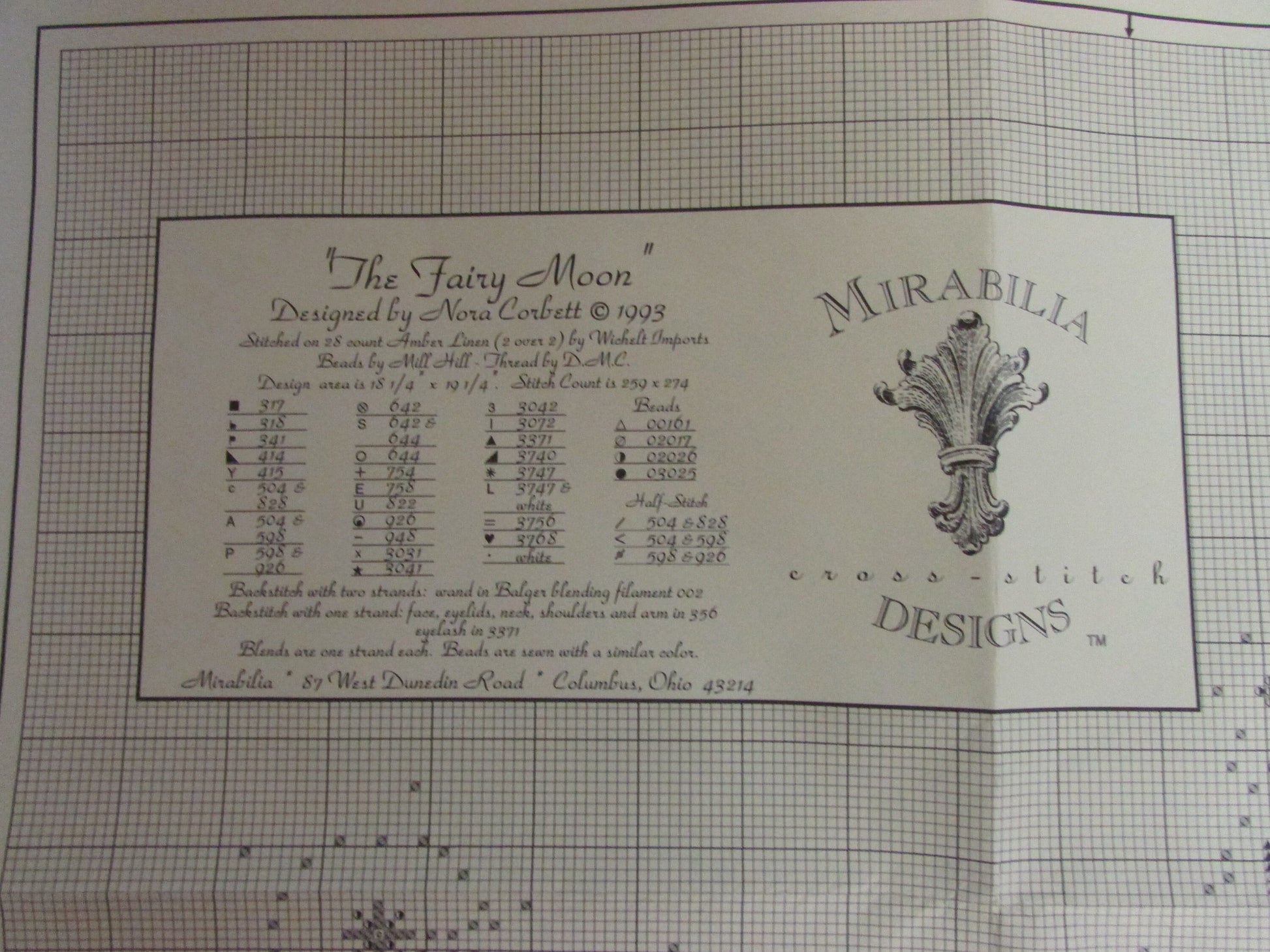 1993 Mirabilia "The Fairy Moon", designed by Nora Corbett, cross stitch chart