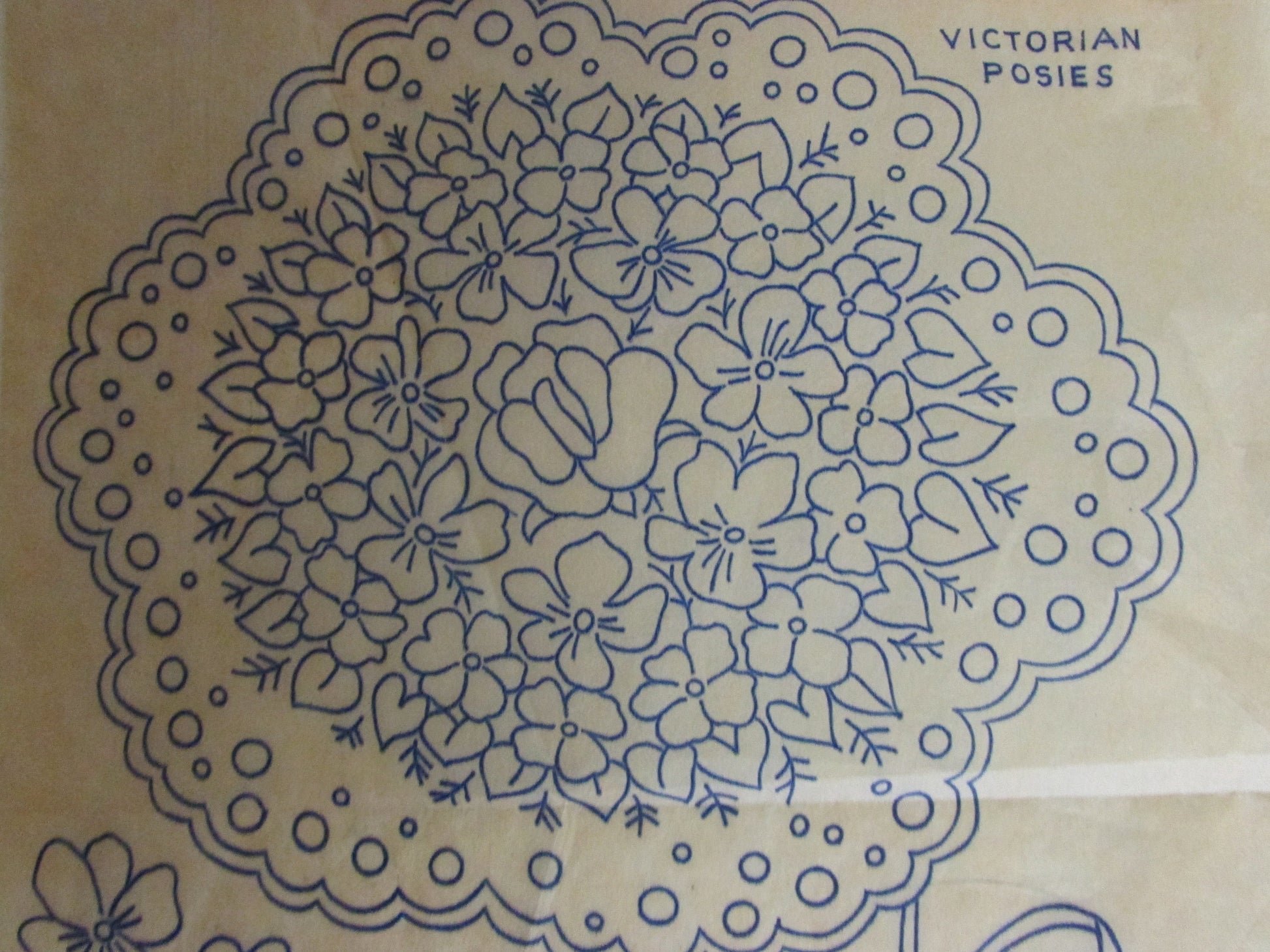 Unused vintage Victorian Posies embroidery transfer
