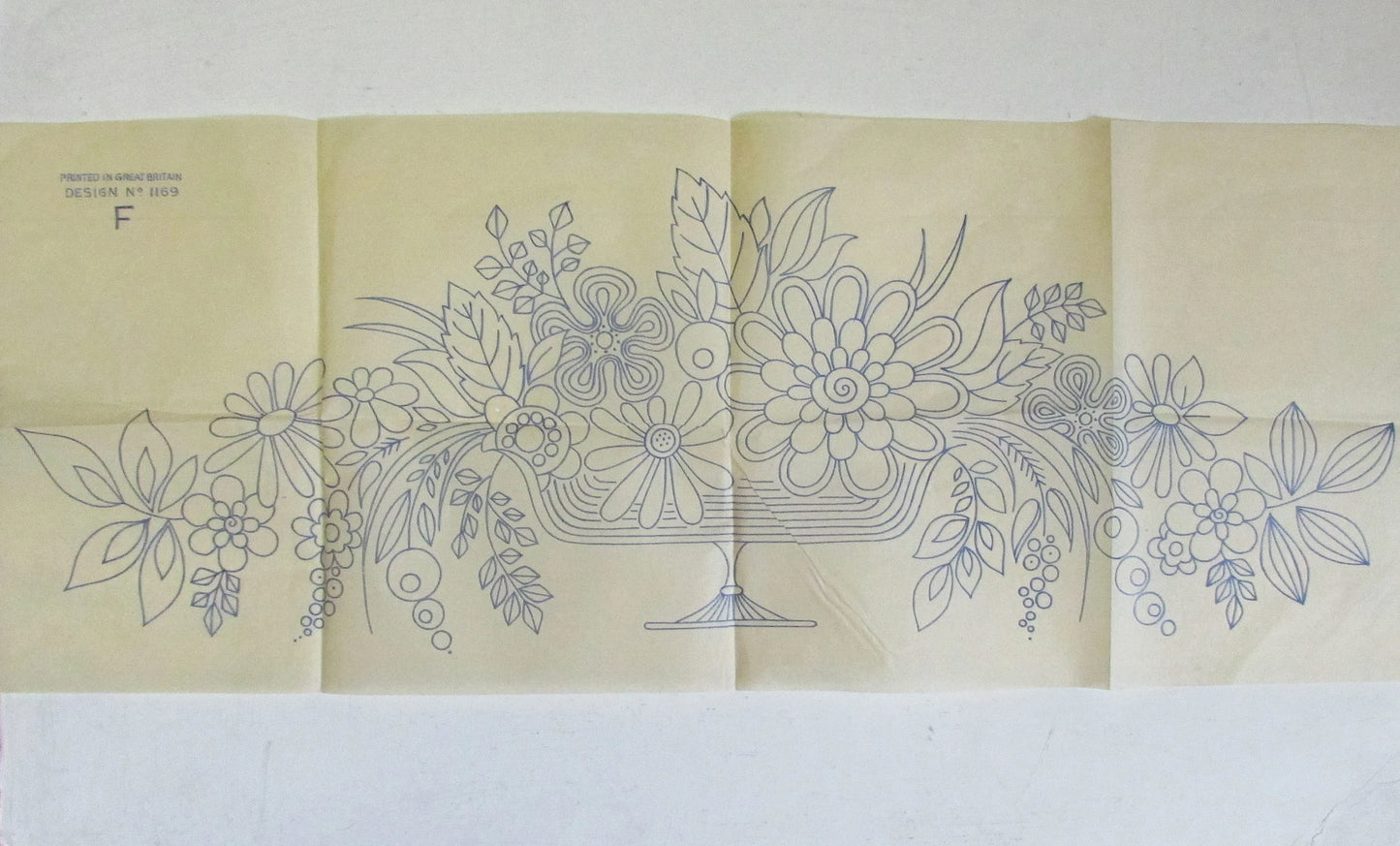 Unused vintage trailing posy in urn No.1169 F embroidery transfer