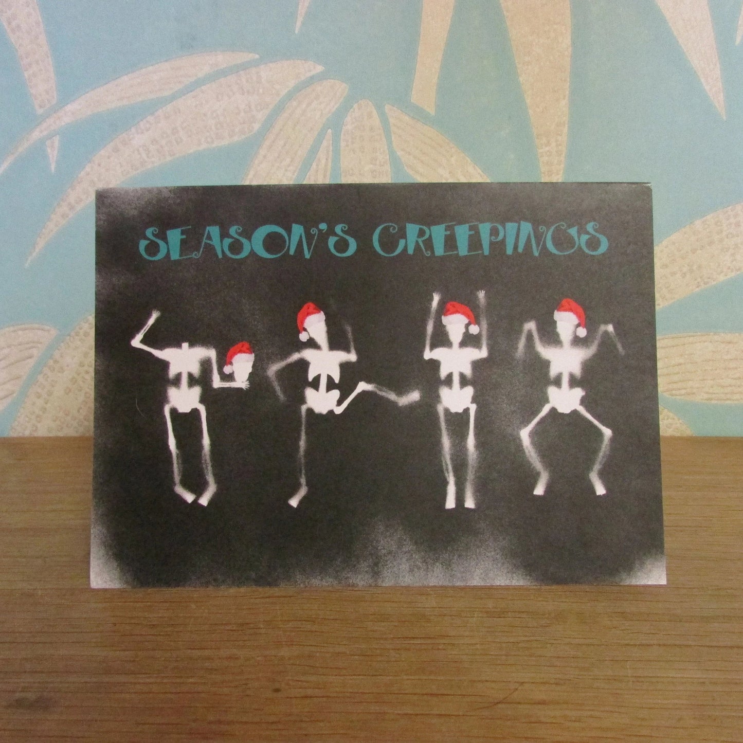 Pack of 10 unique home-made mixed media/digital Christmas cards: "Seasons Creepings"