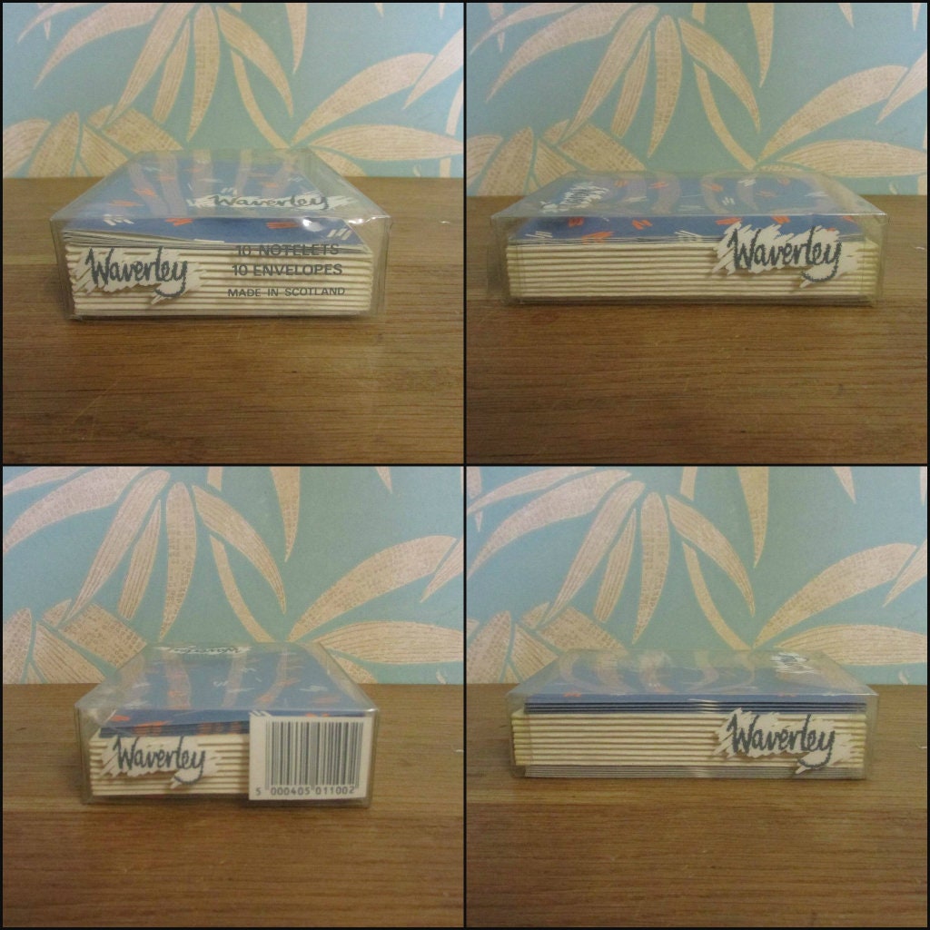 Matching 1980s Waverley notelet, & notecard sets