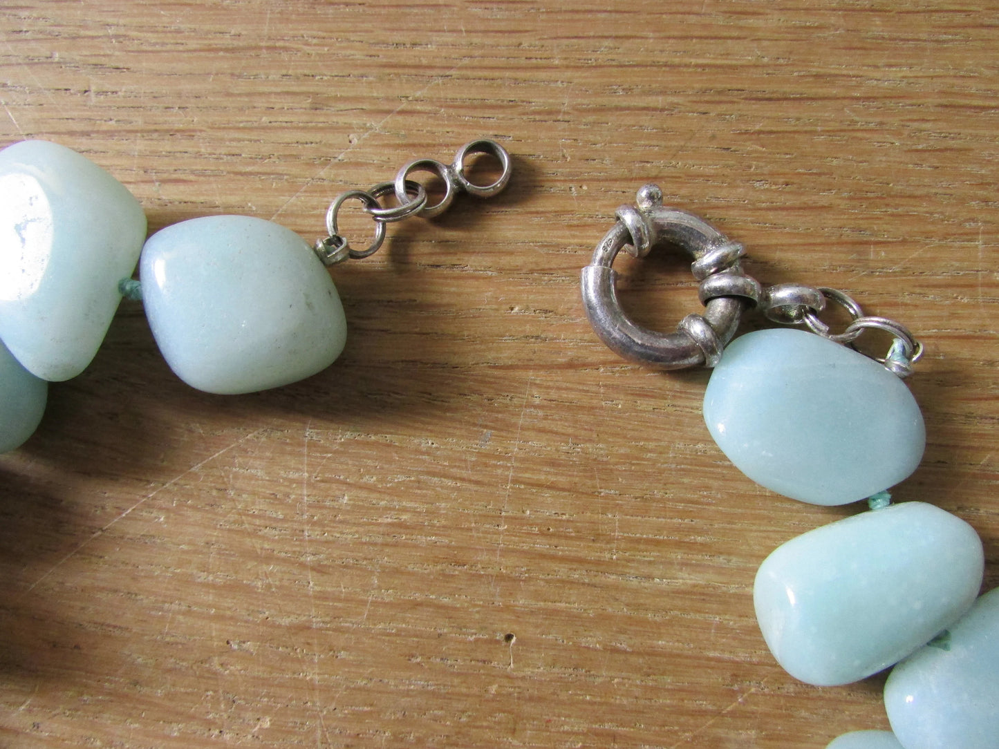 circa. 1990s chunky Aventurine collar length necklace with 525 silver clasp