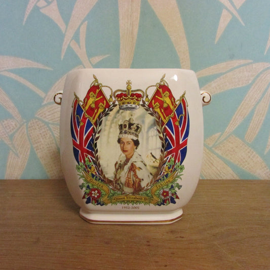 2002 Ringtons by Wade Ceramics commemorative Golden Jubilee tea caddy (missing lid)