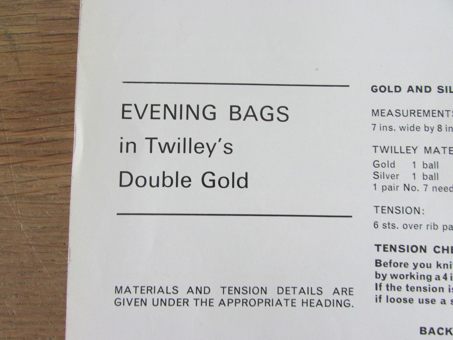 1970s Twilleys 5897 knitting & crochet pattern for evening bags