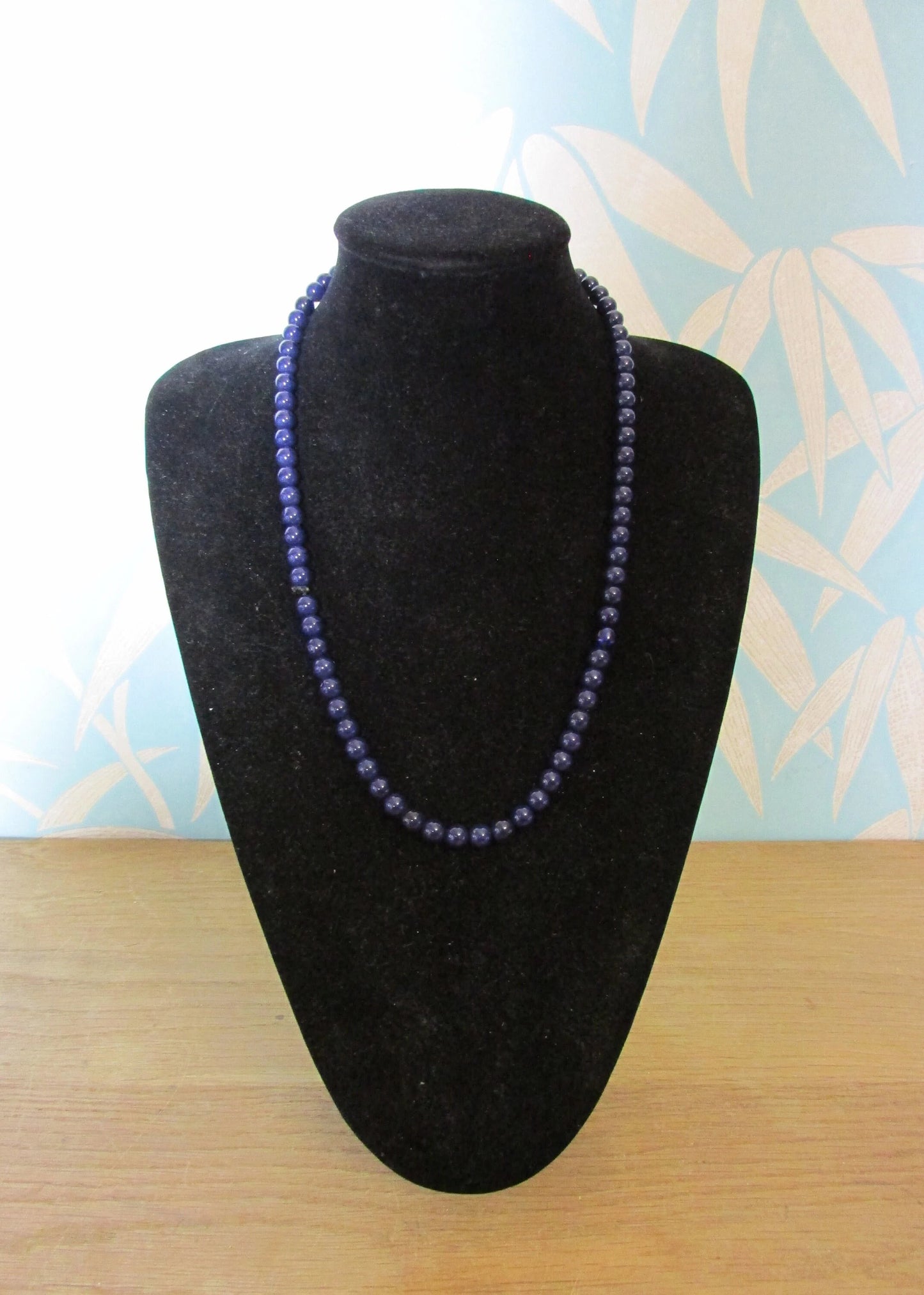 1960s deep purple glass bead necklace